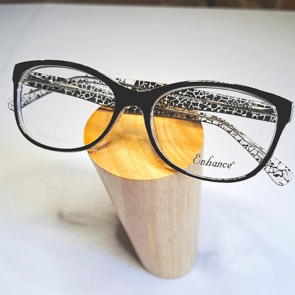NEW Rx'able Eyeglass Frame, women trendy glasses, black/crystal 52 17 142